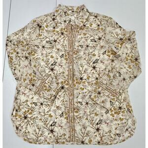 Max Studio Floral Long Sleeve Button Up Blouse Size Large (030)